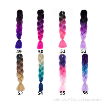 Wholesale synthetic Braided hair extension high quality raw material 24 inch ombre jumbo synthetic braiding hair